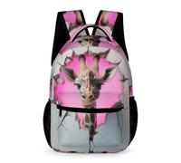 WECECE Funny Giraffe Motif School Backpack for Boys 7-13 Years Animal School Bag for Girls Year 4 Primary Kids Durable Daily Bookbag Books Water Bottle Class Daily Use