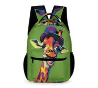 WECECE Funny Giraffe School Backpack Children for Boys Age 6 Animal Giraffe Bookbag for Girls Years 3-5 with Front Pocket School Bag Daily Items Autumn Trip Daily Use