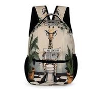WECECE Funny Giraffe School Backpack Year 1 Primary Kids Kids for Boys 7-11 Years Animal Daypack for Girls with Front Pocket Rucksack Books Bottle Umbrella Spring Outing Travel