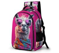 WECECE Funny Llama Motif Book Bag Kids Age 14 Animal Pattern School Bag Girls Year 3 Stylish School Backpack for Kids and Teens Travel Spring Outing Autumn Trip Daily Use
