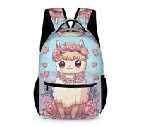 WECECE Funny Llama School Backpack for Boys and Girls 6-10 Years Animal Alpaca Backpack Year 6 Durable with Side Pockets Bookbag Books Bottle Umbrella Spring Outing Travel