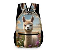 WECECE Funny Llama School Backpack for Boys Girls 7-13 Years Animal Alpaca Bookbag Years 3-5 Primary Kids with Front Pocket Rucksack Books Bottle Umbrella Class Daily Use