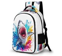 WECECE Funny Shark Print Rucksack for Children Age 10 Lightweight Marine Life Design Daypack Teens Year 5-7 School Bag Kids and Teens 13.3 Inch Laptop Rucksack Birthday Gift