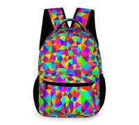 WECECE Geometric Shapes Backpack Preschool Primary Kids for Boys Girls 6-10 Years 3D Colourful Bookbag Year 3 Lightweight Rucksack Daily Items Bottle Class Daily Use