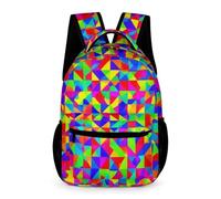 WECECE Geometric Shapes Bookbag for Boys Age 9 3D Colourful School Backpack for Girls Year 1 Primary Kids Lightweight Daypack Books Water Bottle Spring Outing Travel
