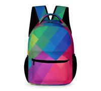 WECECE Geometric Shapes Daypack Primary for Boys Girls Age 7 3D Colourful Backpack Years 2-5 Primary Kids Durable Rucksack Books Bottle Umbrella Back to School Gift