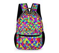 WECECE Geometric Shapes Daypack Students for Boys 8-11 Years Colourful School Bag for Girls Years 3-5 Durable Daily Bookbag Books Bottle Umbrella Travel Outdoor Daily Use