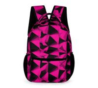 WECECE Geometric Shapes Motif School Backpack Students for Boys Age 10 3D School Bag for Girls Years 3-5 Durable Daypack Front Pocket Side Pockets Travel Outdoor Daily Use
