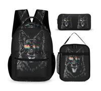 WECECE German Shepherd Dog Bookbag 3 Piece Set for Kids 8-10 Years, Animal Puppy Bookbag School Supplies Bundle Year 2 for Girls Learning Essentials Holiday Travel and Sports Clubs