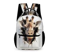 WECECE Giraffe 3D Print School Backpack Girls Ages 8-12 Years Primary Kids Animal Book Bag Year 3-7 Boys Trendy Daypack Rucksack 43x32x15cm for Autumn Trip Outdoor Books Notebooks