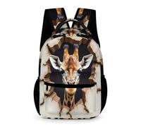 WECECE Giraffe Backpack Boys Girls Ages 6-9 Years Primary Kids 3D Print Animal Rucksack Year 1-4 Students Trendy School Bag Bookbag 43x32x15cm for Travel Daily Use Books Notebooks