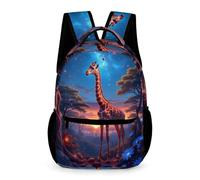 WECECE Giraffe Backpack School Kids for Boys 7-11 Years Animal Giraffe Bookbag for Girls Year 5 Lightweight with Side Pockets Daypack Books Bottle Umbrella School Trips Travel