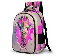 WECECE Giraffe Design Daypack Girls Age 7-11 Animal Pattern Bookbag Teens Year 3-5 Stylish Book Bag for Kids and Teens Back to School Gift Hiking Day Trips Birthday Gift