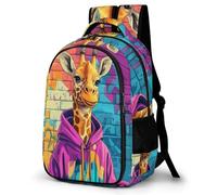 WECECE Giraffe Illustration Daypack Children 12-16 Year Olds Animal Theme School Bag Teens Year 8 Fashion Backpack Book Bag for Teens 13.3 Inch Laptop Rucksack Autumn Trip