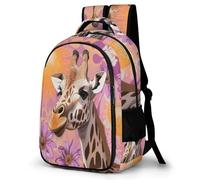 WECECE Giraffe Illustration Daypack Kids Ages 12-16 Animal Theme Bookbag Students Year 10 Trendy School Bag for Kids and Teens Back to School Gift Outdoor Travel Daily Use