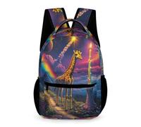 WECECE Giraffe Motif Book Bag Kids and Teens Age 12 Older Kids Animal Print School Bag Year 7 Students Stylish Backpack Daypack 43x32x15cm for Day Trips Travel Books Notebooks
