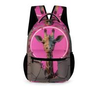 WECECE Giraffe Print Book Bag Girls Age 10 Students Funny Animal Design School Bag Year 5 Boys Modern Backpack Daypack 43x32x15cm for Autumn Trip Outdoor Books Notebooks
