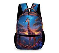 WECECE Giraffe School Backpack Year 1 Primary Kids Kids for Boys 7-11 Years Animal Theme Daypack for Girls with Front Pocket Rucksack Books Bottle Umbrella Spring Outing Travel