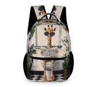 WECECE Giraffe School Bag Students for Boys Age 10 Funny Animal Daypack for Girls Years 1-3 Primary Kids Lightweight Printed Backpack Books Bottle Umbrella Autumn Trip Daily Use