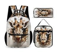 WECECE Giraffe Schoolbag School Supplies Bundle for Girls 6-8 Years, Animal Theme Backpack Year 6 for Young Learners Birthday Gift School Supplies and Travel Use