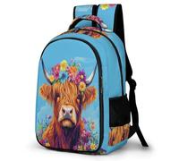 WECECE Girls Back Pack Kids Highland Cattle Backpack School Bags for Boys Kids Rucksack Animal Cow Primary Backpack