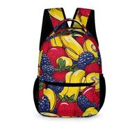 WECECE Girls Colourful Fruits Pattern School Bag 6-12 Years Fruit Pattern Backpack for Boys Year 6 Durable Bookbag Front Pocket Side Pockets Class Daily Use