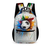 WECECE Girls Colourful Soccer Backpack 7-13 Years Football Bookbag for Boys Primary Years 3-5 Lightweight with Side Pockets Rucksack Books Water Bottle Spring Outing Travel