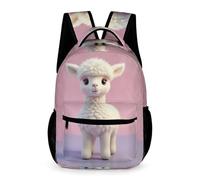 WECECE Girls Funny Llama Backpack 7-13 Years Animal Alpaca Bookbag for Boys Primary Years 3-5 Lightweight with Side Pockets Rucksack Books Water Bottle Spring Outing Travel