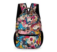 WECECE Graffiti Daypack Kindergarten to Primary Kids Kids for Boys and Girls 7-11 Years Colourful School Bag Year 5 Lightweight Backpack Books Bottle Umbrella Back to School Gift