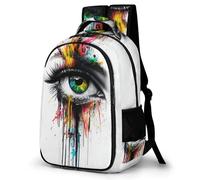 WECECE Graffiti Eye Art Bookbag Students Age 10 Colourful Abstract Rucksack Boys Primary to Secondary Trendy Daypack for Teens 15.6 Inch Laptop Backpack Back to School Gift