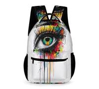WECECE Graffiti Eye Art Daypack Children for Boys 8-11 Years Colourful School Backpack for Girls Year 5 Lightweight Rucksack Front Pocket Side Pockets Outdoor Day Trips