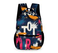 WECECE Graffiti Fashion School Bag Kids for Boys Girls Age 9 Colourful Bookbag Years 1-2 Lightweight with Side Pockets Daypack Books Bottle Umbrella Spring Outing Travel