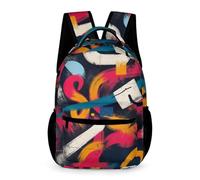 WECECE Graffiti Motif Book Bag Girls Ages 6-8 Years Primary Kids Colourful School Bag Year 1-3 Boys Practical Backpack Daypack 43x32x15cm for Autumn Trip Outdoor Books Notebooks