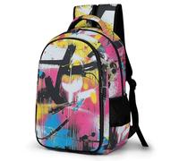 WECECE Graffiti School Backpack for Middle School Boys Rucksack Colourful Kids Bookbag Lightweight Back Pack Daily Daypack