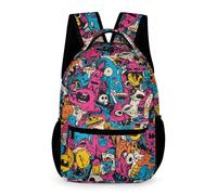 WECECE Graffiti Trend Daypack Nursery Primary Kids for Boys Age 8 Colourful Bookbag for Girls Year 3 Lightweight with Side Pockets Backpack Daily Items School Trips Travel