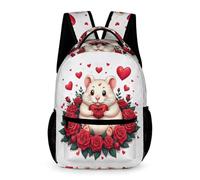 WECECE Guinea Pig School Backpack Primary for Boys and Girls 10-13 Years Animal Motif Daypack Year 3 Primary Kids Lightweight School Bag Daily Items Bottle Outdoor Day Trips