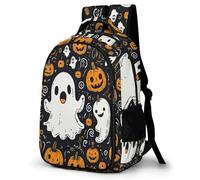 WECECE Halloween Theme Halloween Theme Backpack School Bags for Girls Boys,Durable Casual Basic Ghost Backpack for Students Teenage Satchel Heavy Duty
