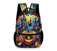 WECECE Halloween Theme Rucksack Boys Ages 6-9 Years Primary Kids Halloween Theme School Backpack Year 1-4 Girls Large Bookbag 43x32x15cm for Daily Lessons Books Notebooks