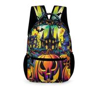 WECECE Halloween Theme Rucksack Boys Ages 6-9 Years Primary Kids Halloween Theme School Backpack Year 1-4 Girls Large Bookbag 43x32x15cm for Daily Lessons Books Notebooks