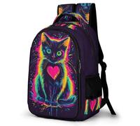 WECECE Heart Kitten Motif Bookbag Boys Ages 9-13 Animal Cat School Backpack Girls Primary to Secondary Lightweight School Bag for Teens 15.6 Inch Laptop Backpack Outdoor