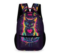 WECECE Heart Kitten Motif Bookbag for Boys Age 9 Animal Cat School Backpack for Girls Year 1 Primary Kids Lightweight Daypack Books Water Bottle Spring Outing Travel