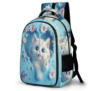 WECECE Heart Motif Kitten Back Pack for Girls Boys 8-15 Years Old, School Bag Kids Animal Cat Backpack Girls, Children Primary Schoolbag Lightweight Book Bag for School&Travel