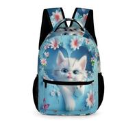WECECE Heart Motif Kitten Backpack Year 4 Primary Kids for Boys 9-13 Years Animal Cat Bookbag for Girls Durable Daily Daypack Daily Items Bottle Spring Outing Travel