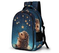 WECECE Hedgehog Rucksack for Students Age 7-11 Trendy Cute Little Animal School Bag Boys Secondary School Bookbag Kids and Teens 11.6 Inch Laptop Backpack Spring Outing