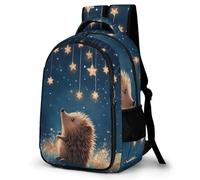 WECECE Hedgehog School Backpack Boys Primary to Secondary Cute Little Animal School Backpack Kids Age 12 Trendy Bookbag Students 13.3 Inch Laptop Rucksack Spring Outing