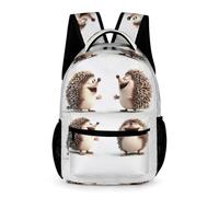 WECECE Hedgehog School Backpack Kids Age 11 Students Little Animal Pattern Book Bag Year 6 Teens Stylish Daypack Rucksack 43x32x15cm for Outdoor Day Trips Books Notebooks