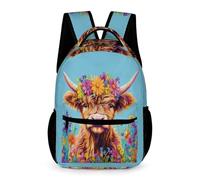 WECECE Highland Cattle Rucksack for Boys and Girls 7-13 Years Bull Motif School Backpack Years 3-5 Lightweight Durable Bookbag Daily Items Bottle Travel Outdoor Daily Use