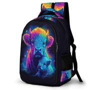 WECECE Highland Cow Print School Bag Students 8-12 Year Olds Cute Calf Bookbag Boys Year 5-7 Fashion School Bag Backpack for Teens 11.6 Inch Laptop Backpack Autumn Trip
