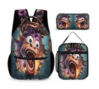 WECECE Horse Bookbag with Lunch Box Pencil Case for Children Age 9, Animal 3D School Backpack 3 Piece Set Year 3-5 for Primary Students Sports Clubs Holiday Travel and Daily Carry