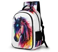 WECECE Horse Design Rucksack Children Primary to Secondary Animal Print Backpack Teens Age 11 Fashion School Bag School Bag Students 11.6 Inch Laptop Backpack Daily Use